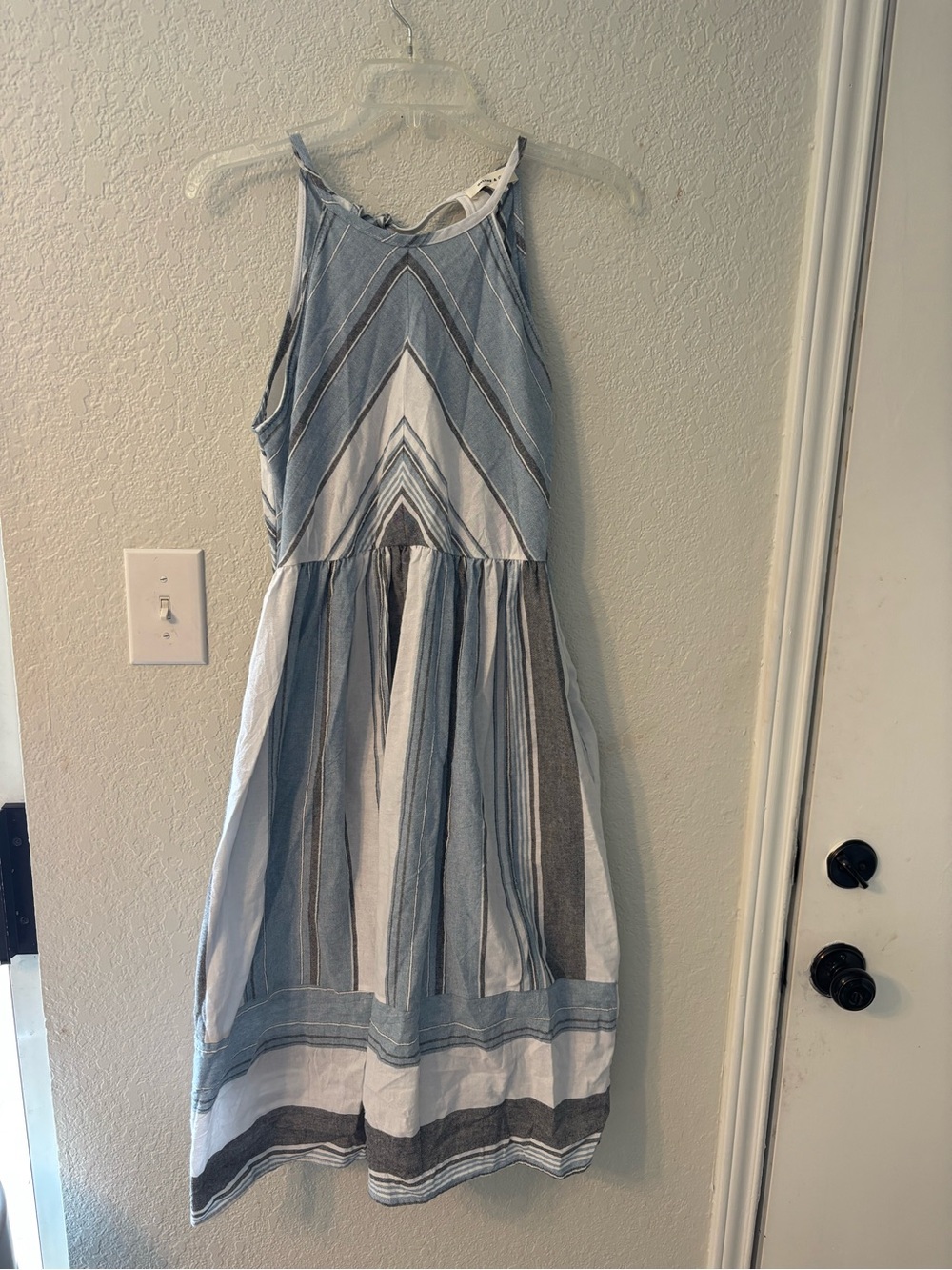 Hailey & Co. Striped Sleeveless Dress in Light Blue and White